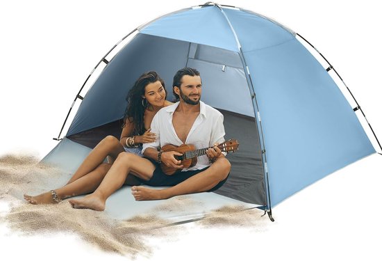 Strandschelptent, draagbaar, extra licht, zonbescherming voor 2-3 personen, met uv-bescherming 50+, eenvoudige installatie, voor familie, strand, tuin, camping van Merkloos