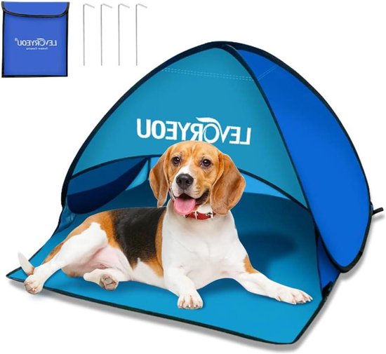 Strandschelptent draagbaar - kleine zonwering strandtent met uv-bescherming - blauw Beach Tent van Merkloos