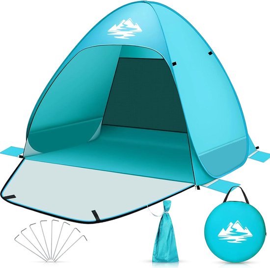 Strandschuilplaats hemelsblauwe pop-up tent met UV-bescherming voor baby's - 200x150x110 cm - strandtent voor 2-3 personen - familiecamping - tuin Beach Tent van Merkloos