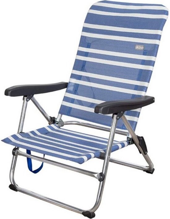 Strandstoel Mykonos Blauw / Wit Aluminium (61 x 50 x 85 cm)