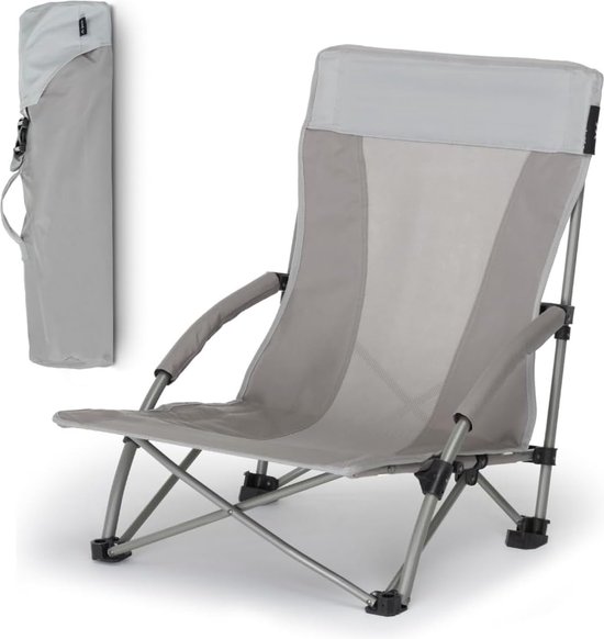 Strandstoel Opvouwbaar - Campingstoel opvouwbaar Klapstoel Strand (100 kg) brede poten & lage zithoogte Kampeerstoel met Verstelbare Rugleuning van $