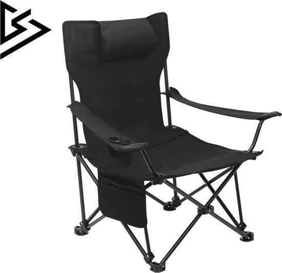 Strandstoel Opvouwbaar - Strandmat met Rugleuning Inklapbaar - Volwassenen en Kinderen - Zwart van Merkloos