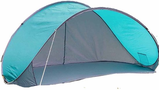 Strandtent / beachshelter blauw met grijs 210 x 110 x 90 cm - Strandtentje - Windscherm - Schaduw tent voor camping/strand van Summertime