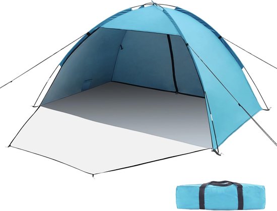 Strandtent Familietent - Zonnescherm Shelter - Genieten op het strand - UV Bescherming 50+ - XXL Afmetingen - Blauw