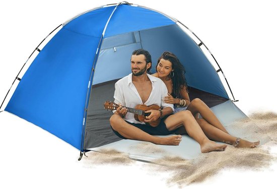 Strandtent Forceatt Strandschelp draagbaar-licht-zonnescherm-voor 3-4 personen-met uv-bescherming 50+-eenvoudige installatie-voor familie strand tuin camping. Strandtent van Merkloos