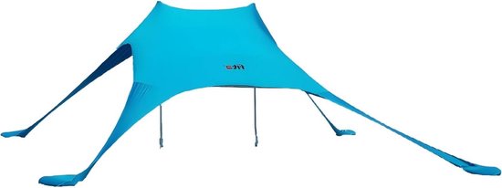 Strandtent met UPF 50+ stof - sneldrogend en waterbestendig - eenvoudig op te zetten - inclusief tas - blauw. van Merkloos