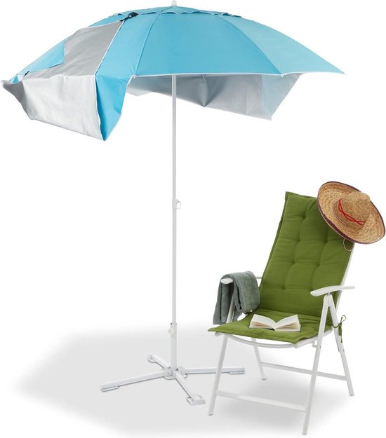 Strandtent parasol 2 in 1 - SPF 50+ - 210 x 180cm - zonnebescherming - blauw van Adventure Goods