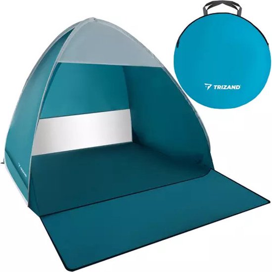 Strandtent Pop-Up – Beach Tent voor 2 Personen – 200x150x110 cm – Wind- & Zonnebescherming – Blauw van Merkloos