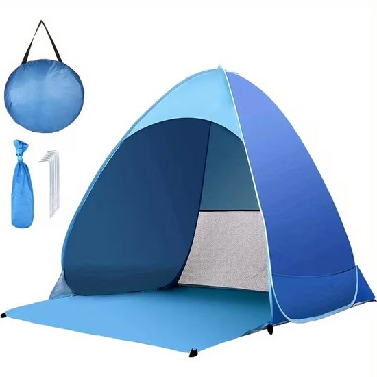 Strandtent Pop Up - Draagbare Tent - Strandtent - Zonnebrandcrème - Winddicht - met Draagtas - Blauw