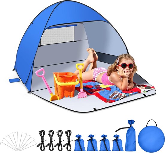 Strandtent Pop-up met UV-bescherming Pop-uptent Strandtent Geschikt voor koffers Tent voor S (1-3) personen/L (2-4) personen incl. bagagerek Pop-up tent strandtent voor kampeer-tuinfamilies met draagtas van Merkloos