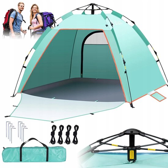 Strandtent - Pop-up Strandtent - Pop-up Tent 2-3 Personen- UV50+ & Snel Openen - 160x220x120cm - Groen - Windbestendig & Draagbaar - Voor Strand, Kamperen & Picknick van Merkloos