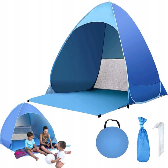 Strandtent - Pop-up Tent - Zonbescherming & Waterdicht - Automatisch Openen - Lichtgewicht - 160x150x110cm - Voor Strand, Kamperen & Picknick - Geschikt voor 2-3 personen van Merkloos