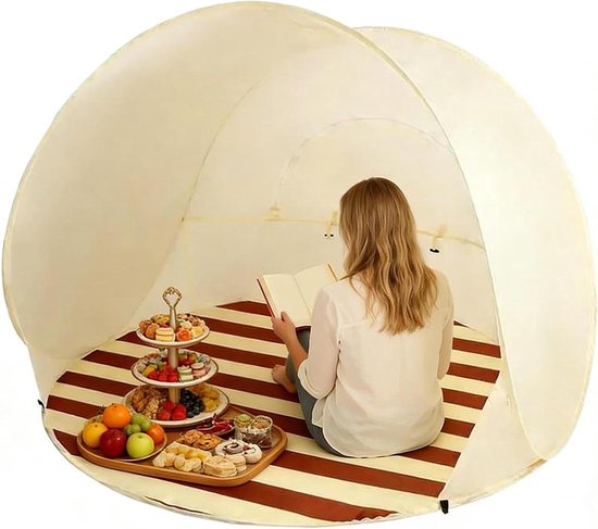 Strandtent - Pop-up tent Zonnescherm - Bescherming tegen zon - UV-bescherming UPF 50+ - 3-4 personen - Blauw