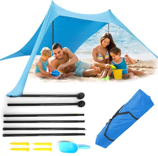 Strandtent TARP - 210x200cm - verstelbaar - blauw van LevelUp Decor
