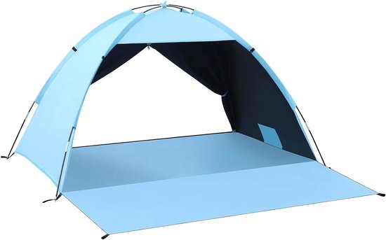 Strandtent UV-bescherming 80+ voor 2-3 personen met stabiele windbescherming - inclusief draagtas van Merkloos