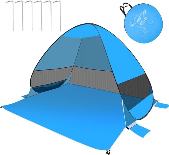Strandtent UV Bescherming - Strandparasol Pop Up - Blauw