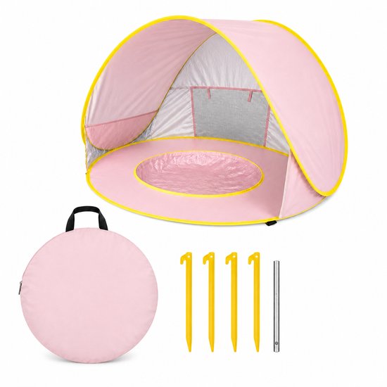 Strandtent voor Baby’s en Kinderen met Zwembadje – Pop-up Strandtent UPF50+ UV Bescherming – Speeltent voor Kinderen 120x80x70 cm – Roze van Merkloos