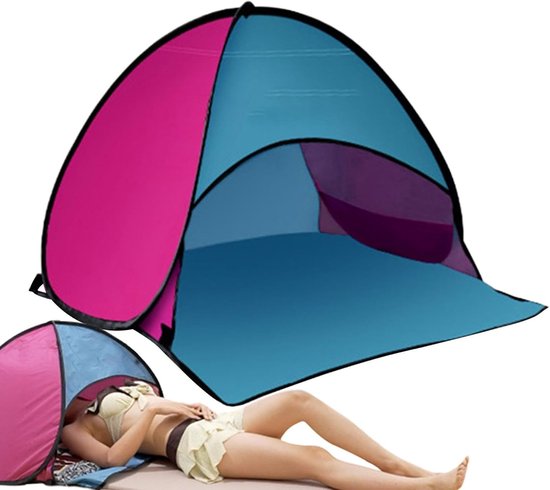 Strandtent voor honden, schaduwgordijnen, 25 x 28 cm, automatische schaduwtent met pop-up dak voor het hoofd, draagbare mini-zonwering, winddicht, met telefoonhouder