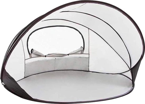 Strandtent XXL pop-up schelp UV-bescherming - baby strandtent zandschelpen - zonwering strand - 130 x 130 x 150 cm (zilver) Beach Tent van Deryan