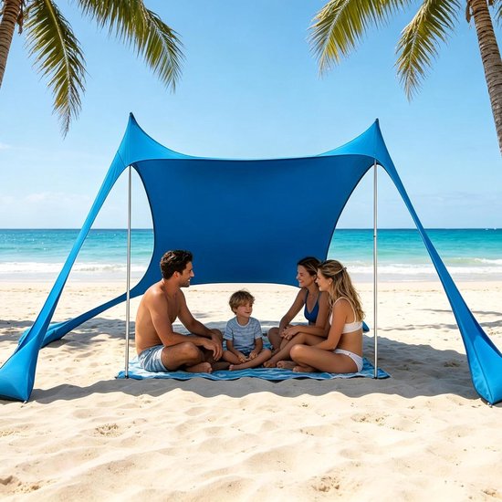 Strandtent - Zonnetent Strand - Bescherming tegen zon - UV-bescherming - 200 x 210 cm - Hemelsblauw