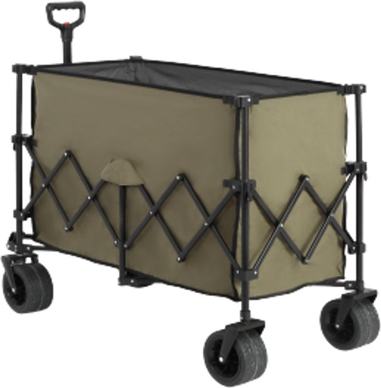 Strandwagen, opvouwbare wagen 220 lbs met grote wielen, opvouwbare karren, robuuste 300L opvouwbare tuinwagen met grote terreinwielen en bekerhouders. Legergroen van Merkloos