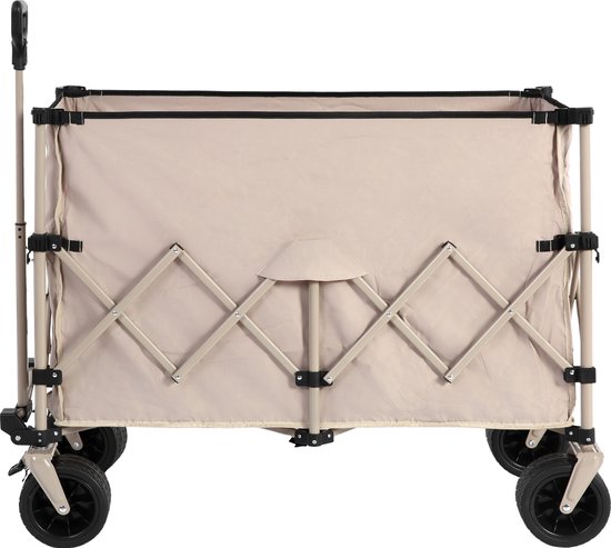 Strandwagen - Opvouwbare Wagon - 220Lbs - Grote Wielen - Zware 300L Tuinwagen - All Terrain Wielen - Bekerhouders - Beige van Merkloos