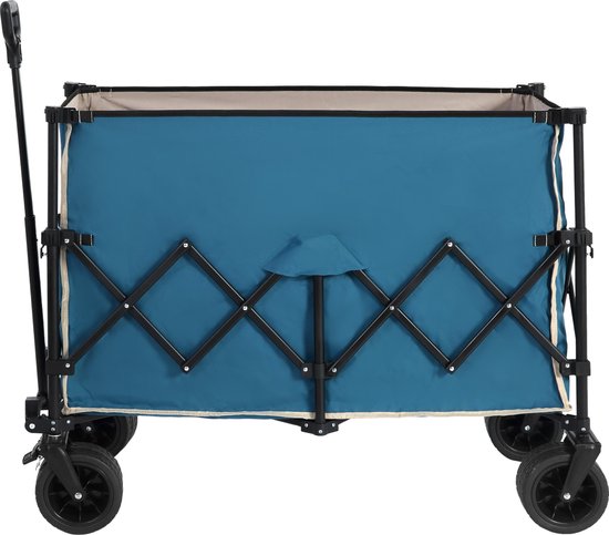 Strandwagen - Opvouwbare Wagon - 220Lbs - Grote Wielen - Zware 300L Tuinwagen - All Terrain Wielen - Bekerhouders - Blauw van Merkloos