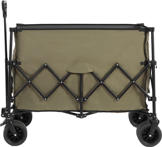 Strandwagen - Opvouwbare Wagon - 220Lbs - Grote Wielen - Zware 300L Tuinwagen - All Terrain Wielen - Bekerhouders - Legergroen van Merkloos