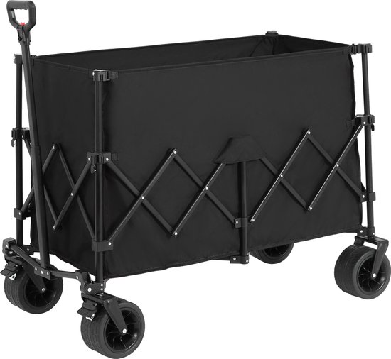 Strandwagen - Opvouwbare Wagon - 220Lbs - Grote Wielen - Zware 300L Tuinwagen - All Terrain Wielen - Bekerhouders - Zwart van Merkloos