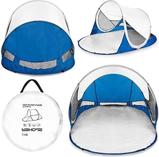 Stratus Strandschelptent - 195 x 100 x 85 cm - Polyester - UV-bescherming - Glasvezelstangen - Pop-up-functie - Waterdichte bodem - Draagtas van Stratus