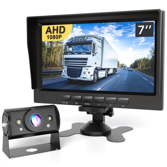 Strex Achteruitrijcamera Set Bedraad HD 1080P - 7" Scherm - 18LED Nachtzicht 15m - IP69 Waterdicht - Achteruitrij Camera van Strex