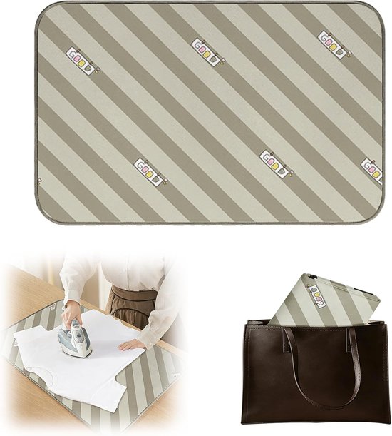 Strijkmat voor op tafel, 70 x 40 cm, Strijkmat, Draagbare strijkmat antislip en hittebestendig met bescherming tegen stoom & Geschikt voor tafels (Groen)