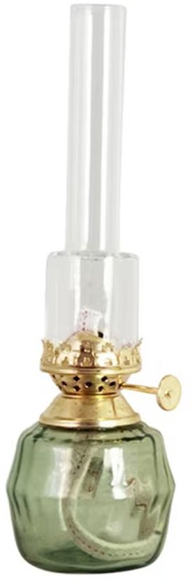 Strömshaga glazen Olielamp Britta Groen met gouden brander 25cm x Ø7.5cm