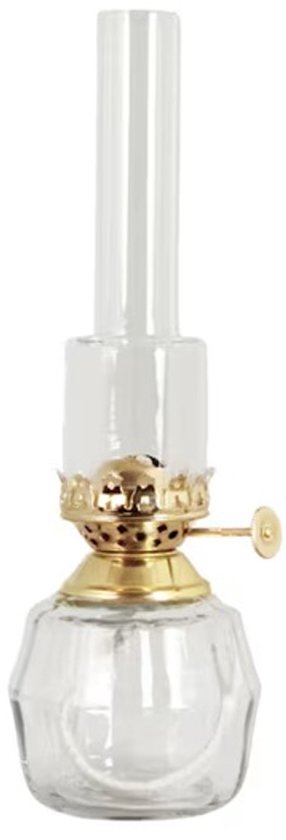 Strömshaga glazen Olielamp Britta Transparant met gouden brander 25cm x Ø7.5cm