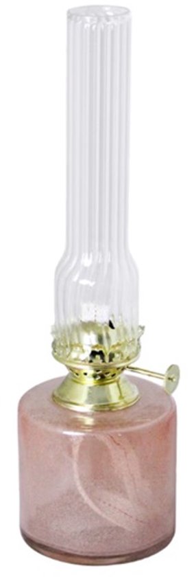 Strömshaga glazen olielamp Elvira ash pink roze met gouden brander 25cm x Ø8cm van Merkloos