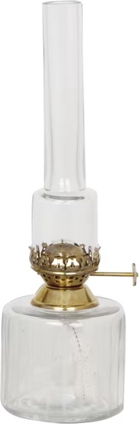 Strömshaga glazen Olielamp rond met gouden brander 25cm x Ø8cm van Strömshaga