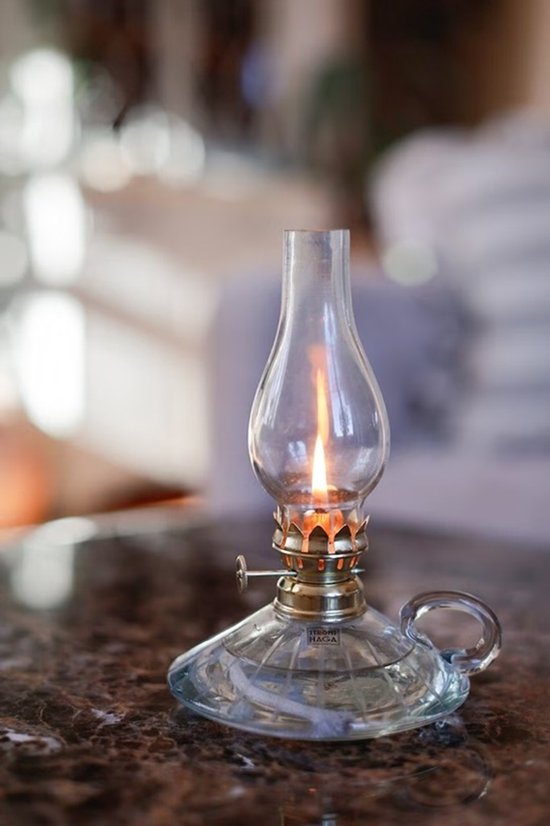 Strömshaga olielamp glas met handvat 18cm hoog van Merkloos