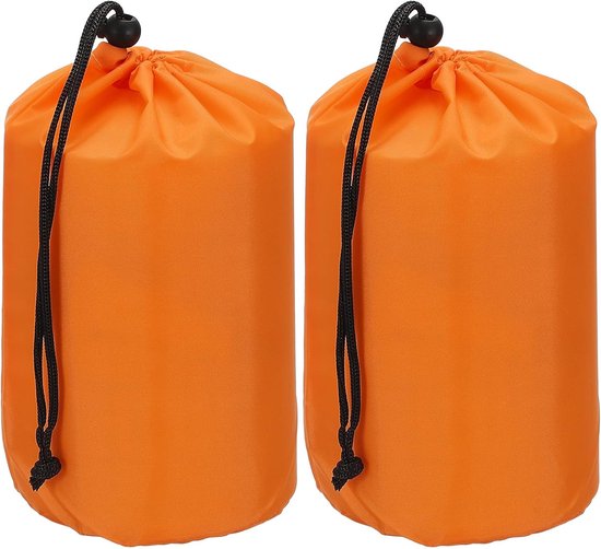 Stuff Sack - 2 Stuks - 15x25cm - Waterdichte Buitenopslagzak - Draagbare Trekkoord - Lichtgewicht Slaapzak voor Kamperen - Hiken - Reizen - Oranje van Merkloos
