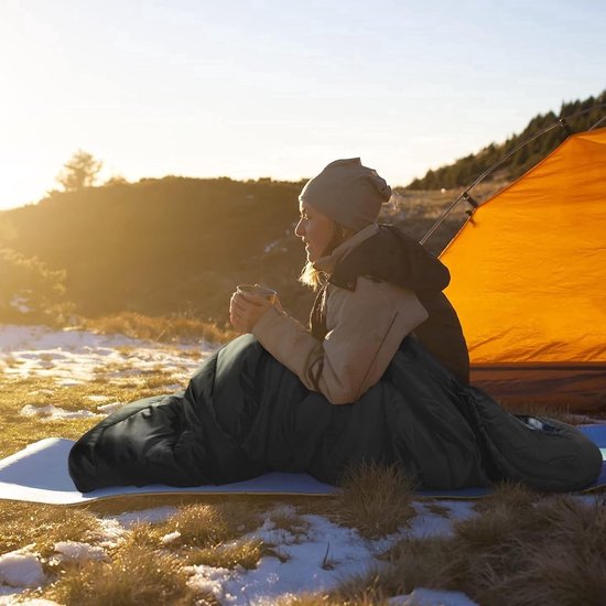 Stunq® Slaapzak, 3-4 seizoenen, -5 °C, flanel en 20 °C, polyester, slaapzak voor volwassenen, waterdichte slaapzak, winter, warm, perfect voor camping, indoor, outdoor en koud weer. van Merkloos