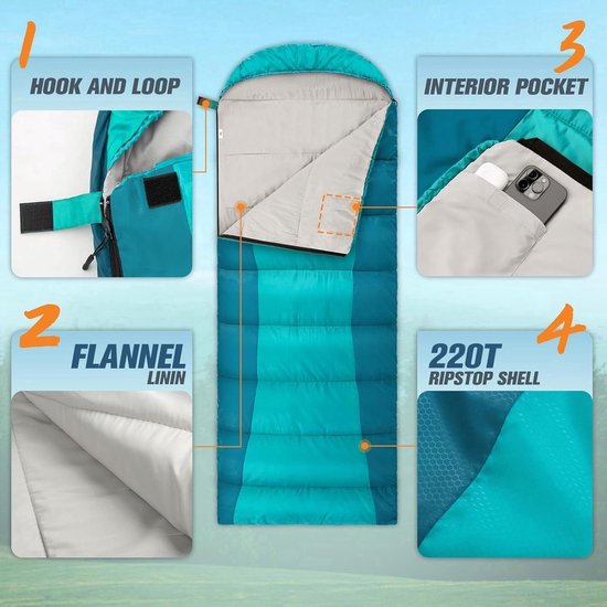Stunq® slaapzak winter, -5°-20 graden buitenslaapzak voor 3-4 seizoenen, lichtgewicht en waterdicht, warme slaapzak, kamperen voor volwassenen, geschikt voor backpacken, wandelen en reizen. van Merkloos