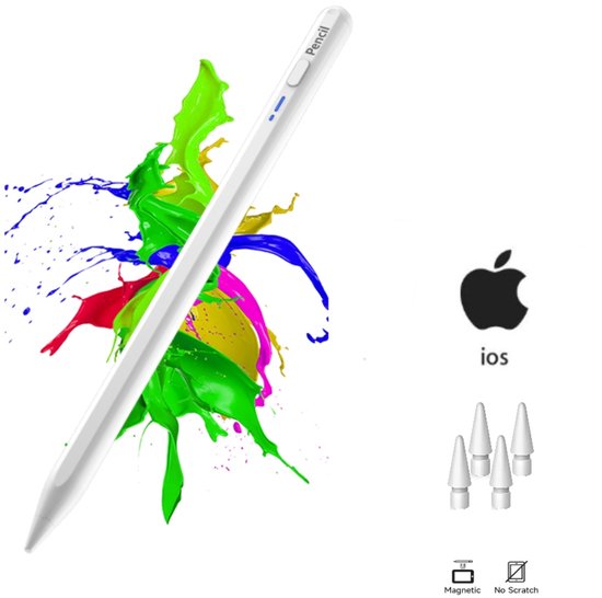 Stylus Pen -capacitieve Pen（alleen voor appel） -Geschikt voor Apple iPad modellen vanaf 2018- Apple pencil alternatief- Palm rejection-Gevoel van kanteldruk-easy to operate-strong magnetic suction- 4 extra punten van Merkloos