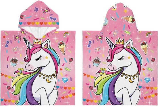 Summer Play Bad cape/poncho - kinderen - eenhoorn print - 60 x 120 cm - microvezel van SUMM
