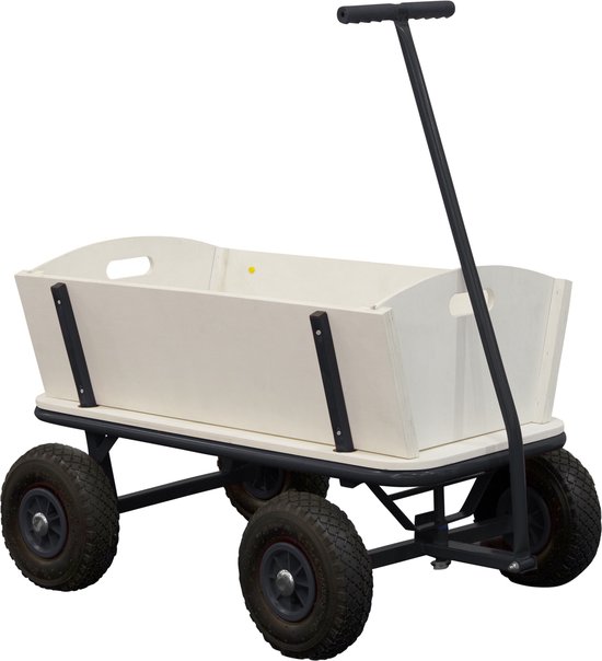 Sunny Billy Beach Wagon Bolderkar Antraciet - Blank hout - Bolderwagen met luchtbanden - 94x61x97cm van Sunny Billy