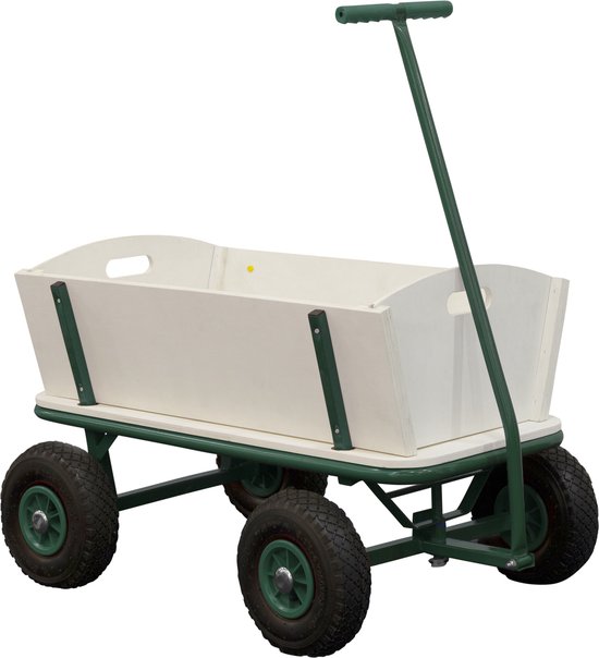 Sunny Billy Beach Wagon Bolderkar Groen - Blank hout - Bolderwagen met luchtbanden - 94x61x97cm van Sunny Billy