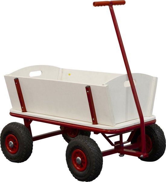 Sunny Billy Beach Wagon Bolderkar Rood - Blank hout - Bolderwagen met luchtbanden - 94x61x97cm van Sunny Billy