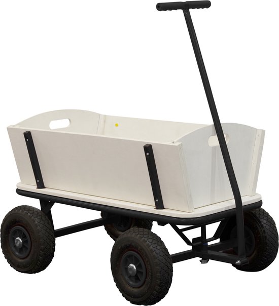 Sunny Billy Beach Wagon Bolderkar Zwart - Blank hout - Bolderwagen met luchtbanden - 94x61x97cm van Sunny Billy