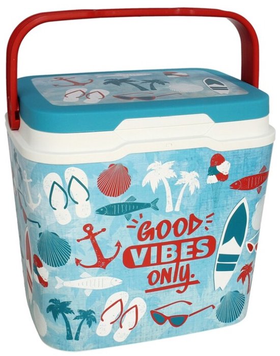 Sunnydays Beach Vibes Koelbox - 29 liter - kunststof - summer print - 39 x 27 x 37 cm van Sunnydays
