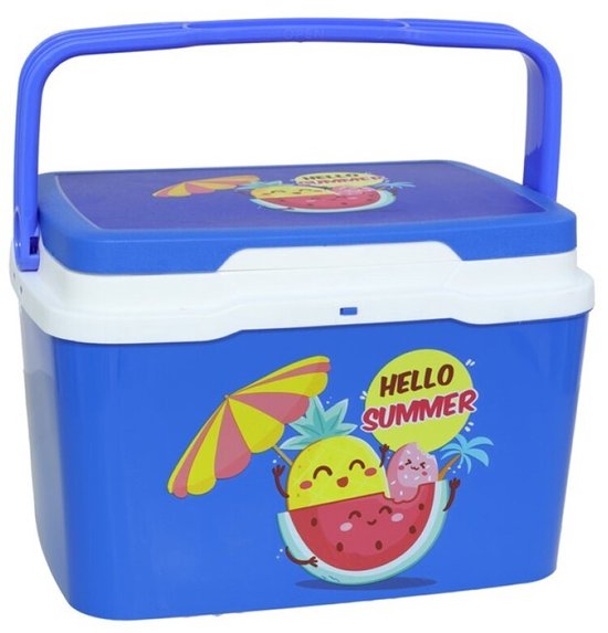 Sunnydays Beach Vibes lunch Koelbox - 5 liter - kunststof - fruit print - 28 x 20 x 19 cm van Merkloos