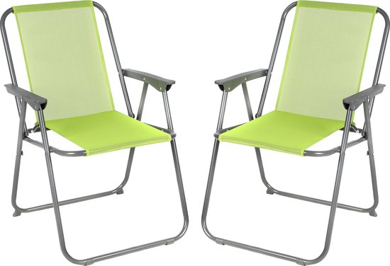 Sunnydays Picnic camping/strand stoel - 2x - aluminium - inklapbaar - groen - L53 x B55 x H75 cm van Sunnydays