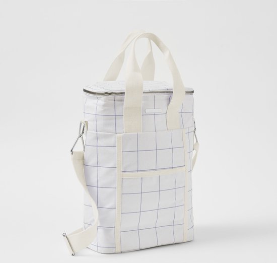 Sunnylife - Picnic Koeltas Canvas Drank Isolerend 8,5 liter Check Coconut - Katoen - Wit van Sunnylife